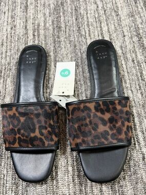 a new day Leopard Slide Sandals - Black & Brown Various Sizes